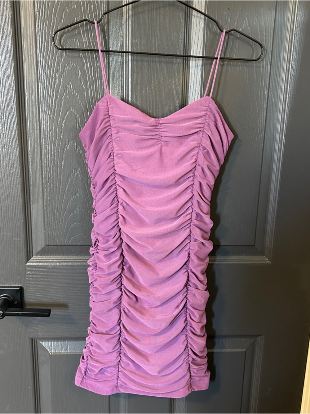 Forever 21 Lavender Ruched Spaghetti-Strap Mini Dress